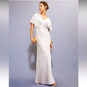 NWT RW&CO. Short Sleeve Satin Maxi Dress in Gardenia